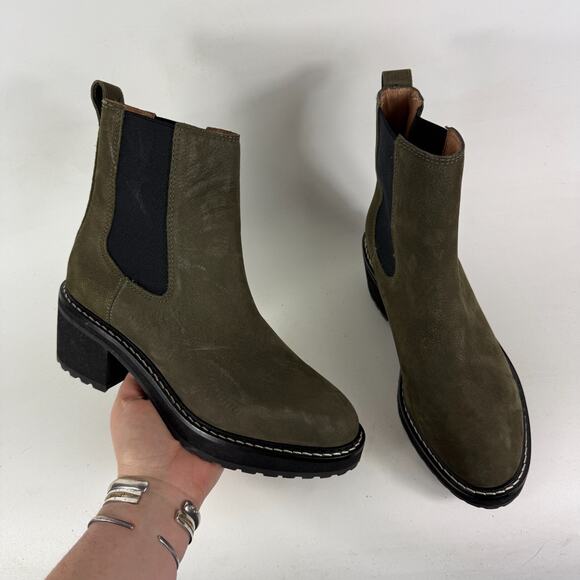 Madewell The Carina Platform Chelsea Boot Women's 7 Green Pull-On Block Heel - Picture 1 of 10